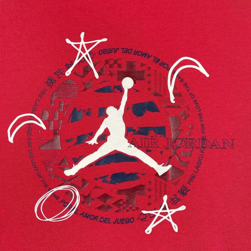 Jordan Hoodie‎ Mens Small Red Graphic Jumpman Kanji Sleeve Print Pullover